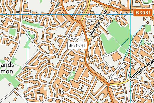 BH31 6HT map - OS VectorMap District (Ordnance Survey)