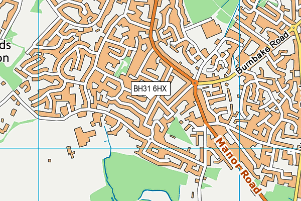BH31 6HX map - OS VectorMap District (Ordnance Survey)
