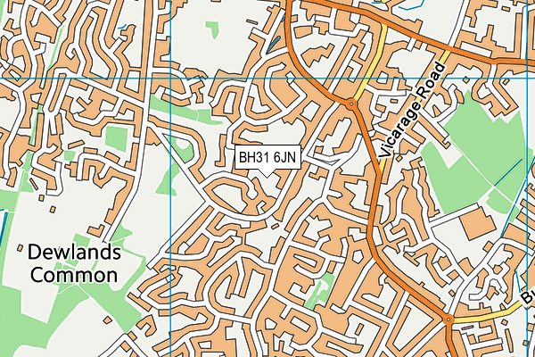 BH31 6JN map - OS VectorMap District (Ordnance Survey)