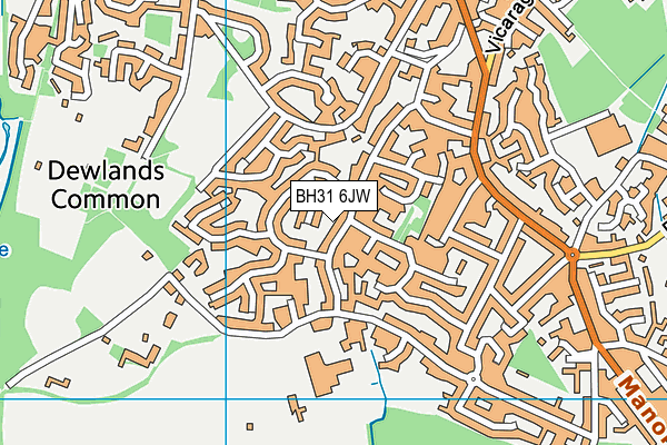 BH31 6JW map - OS VectorMap District (Ordnance Survey)