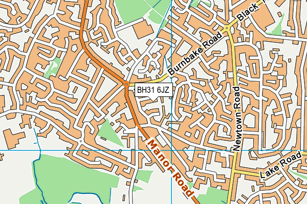BH31 6JZ map - OS VectorMap District (Ordnance Survey)