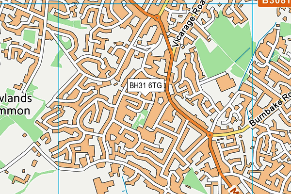 BH31 6TG map - OS VectorMap District (Ordnance Survey)