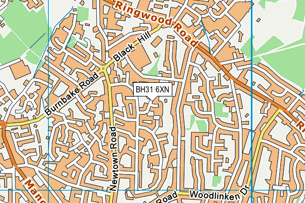 BH31 6XN map - OS VectorMap District (Ordnance Survey)