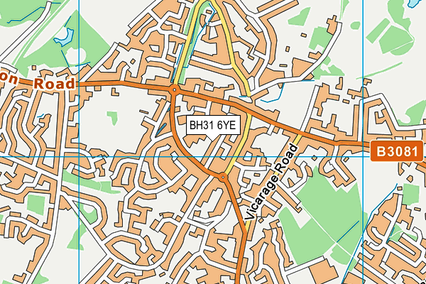 BH31 6YE map - OS VectorMap District (Ordnance Survey)