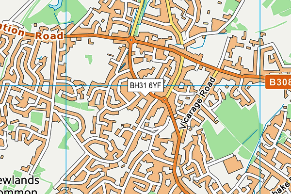 BH31 6YF map - OS VectorMap District (Ordnance Survey)