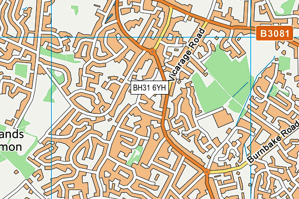 BH31 6YH map - OS VectorMap District (Ordnance Survey)