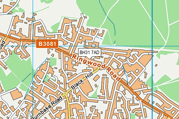 BH31 7AD map - OS VectorMap District (Ordnance Survey)