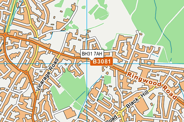 BH31 7AH map - OS VectorMap District (Ordnance Survey)