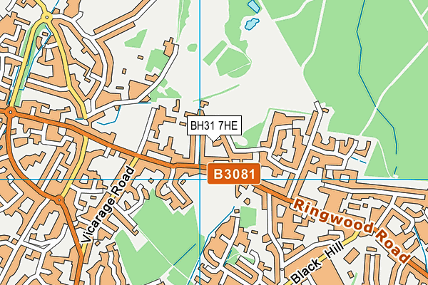 BH31 7HE map - OS VectorMap District (Ordnance Survey)