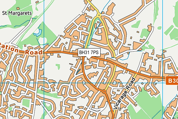 BH31 7PS map - OS VectorMap District (Ordnance Survey)