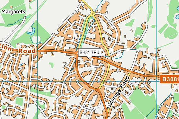 BH31 7PU map - OS VectorMap District (Ordnance Survey)