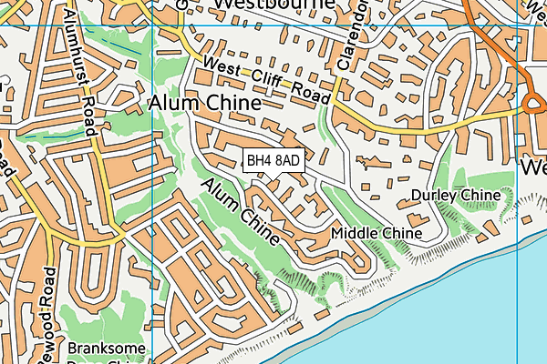 BH4 8AD map - OS VectorMap District (Ordnance Survey)