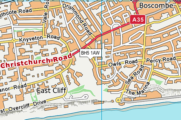 BH5 1AW map - OS VectorMap District (Ordnance Survey)