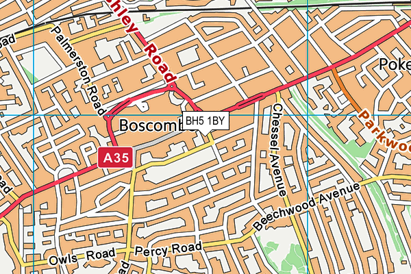 BH5 1BY map - OS VectorMap District (Ordnance Survey)