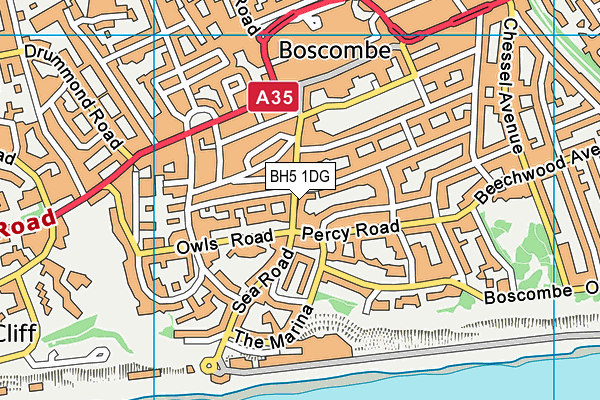 BH5 1DG map - OS VectorMap District (Ordnance Survey)