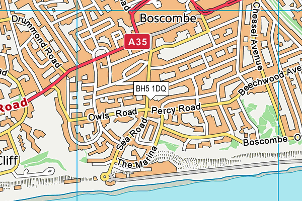 BH5 1DQ map - OS VectorMap District (Ordnance Survey)