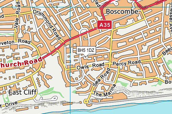 BH5 1DZ map - OS VectorMap District (Ordnance Survey)