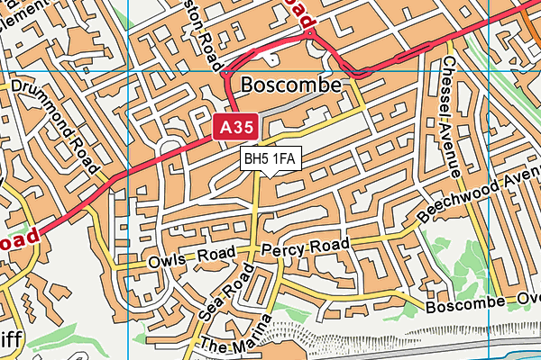 BH5 1FA map - OS VectorMap District (Ordnance Survey)