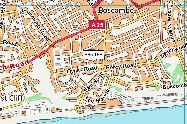 BH5 1FB map - OS VectorMap District (Ordnance Survey)