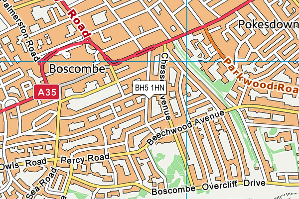 BH5 1HN map - OS VectorMap District (Ordnance Survey)