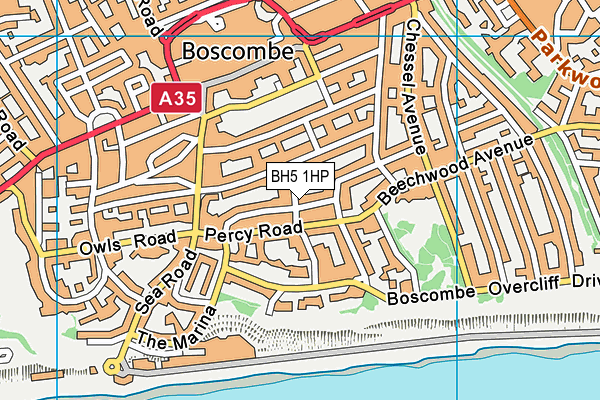 BH5 1HP map - OS VectorMap District (Ordnance Survey)