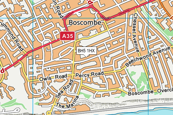 BH5 1HX map - OS VectorMap District (Ordnance Survey)