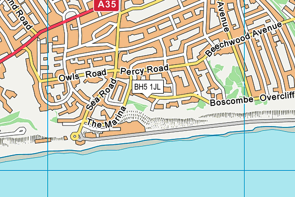 BH5 1JL map - OS VectorMap District (Ordnance Survey)