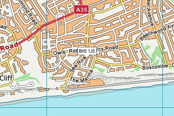 BH5 1JS map - OS VectorMap District (Ordnance Survey)