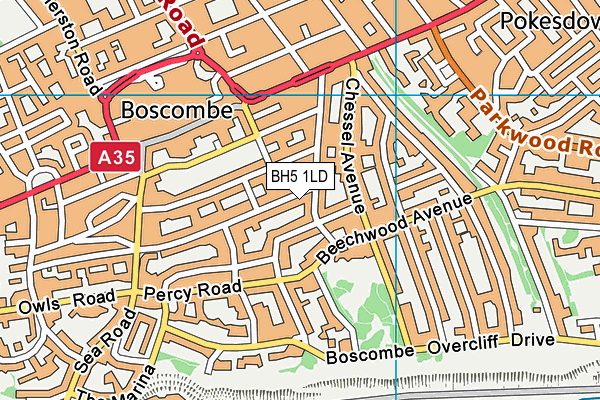 BH5 1LD map - OS VectorMap District (Ordnance Survey)