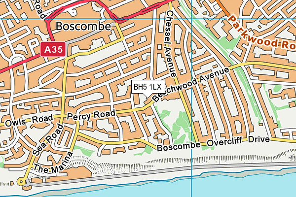 BH5 1LX map - OS VectorMap District (Ordnance Survey)
