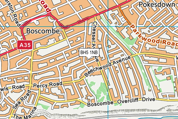 BH5 1NB map - OS VectorMap District (Ordnance Survey)