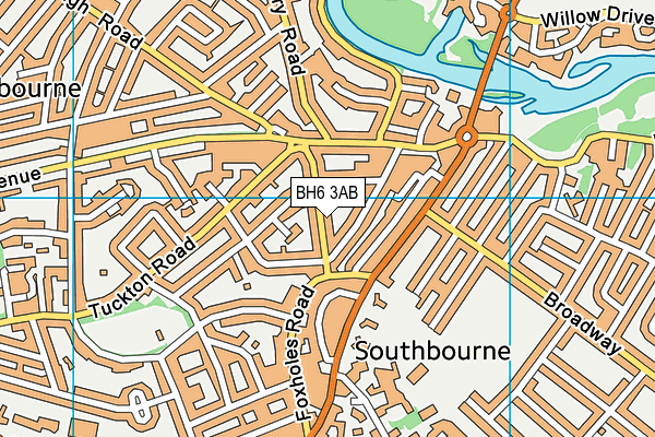 BH6 3AB map - OS VectorMap District (Ordnance Survey)