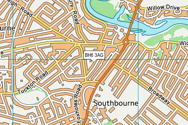 BH6 3AG map - OS VectorMap District (Ordnance Survey)