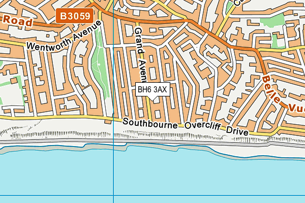 BH6 3AX map - OS VectorMap District (Ordnance Survey)