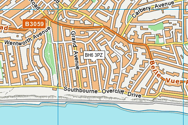 BH6 3PZ map - OS VectorMap District (Ordnance Survey)