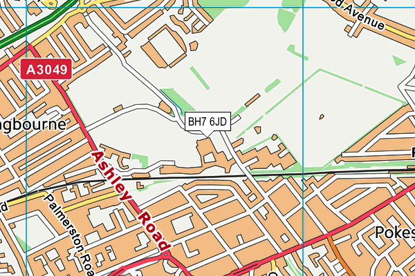 Bournemouth Indoor Bowls Centre map (BH7 6JD) - OS VectorMap District (Ordnance Survey)
