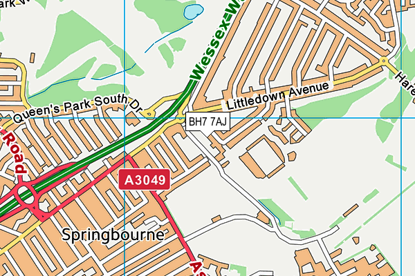 BH7 7AJ map - OS VectorMap District (Ordnance Survey)