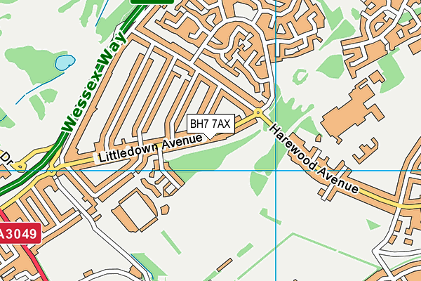 BH7 7AX map - OS VectorMap District (Ordnance Survey)