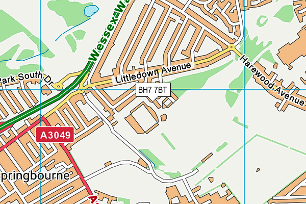 Afc Bournemouth (Kings Park Training Base) map (BH7 7BT) - OS VectorMap District (Ordnance Survey)