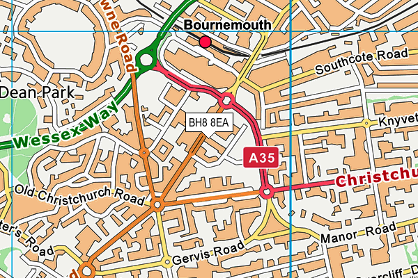 BH8 8EA map - OS VectorMap District (Ordnance Survey)