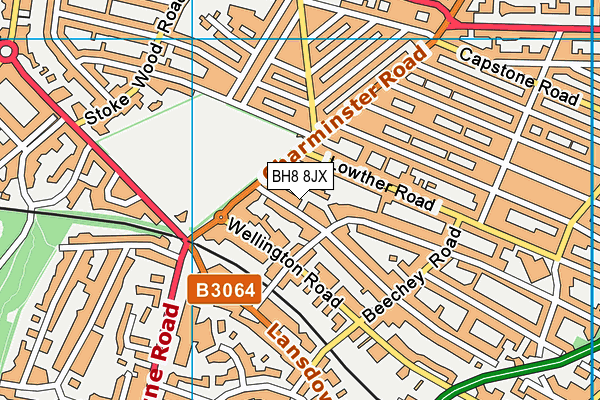 BH8 8JX map - OS VectorMap District (Ordnance Survey)