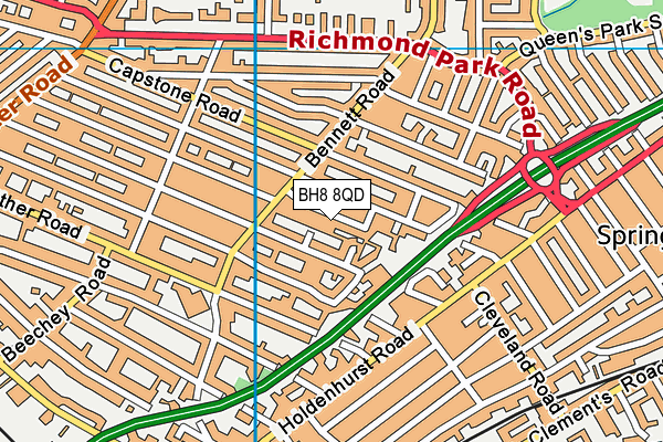 BH8 8QD map - OS VectorMap District (Ordnance Survey)