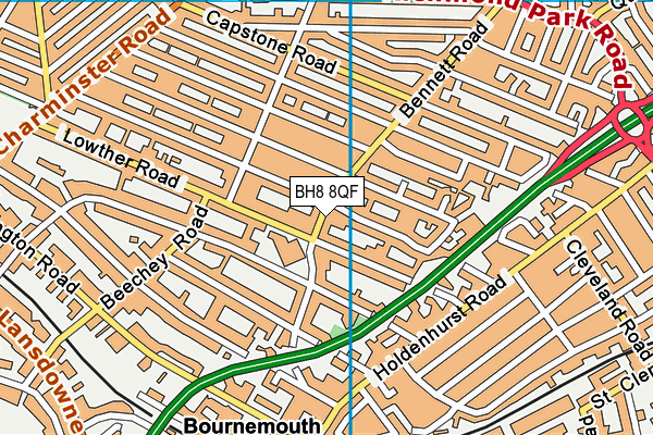 BH8 8QF map - OS VectorMap District (Ordnance Survey)