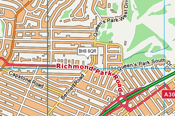 BH8 8QR map - OS VectorMap District (Ordnance Survey)