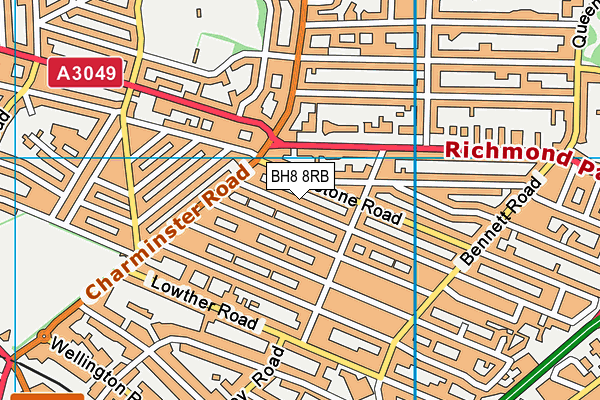 BH8 8RB map - OS VectorMap District (Ordnance Survey)