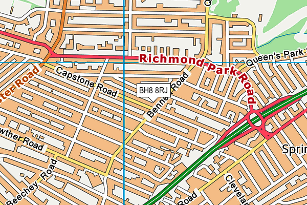 BH8 8RJ map - OS VectorMap District (Ordnance Survey)
