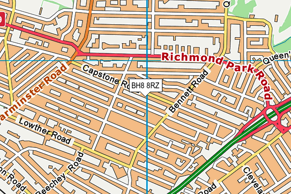 BH8 8RZ map - OS VectorMap District (Ordnance Survey)