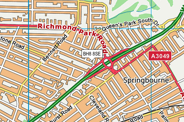 BH8 8SE map - OS VectorMap District (Ordnance Survey)