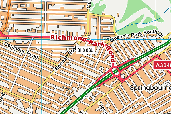 BH8 8SU map - OS VectorMap District (Ordnance Survey)