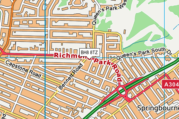 BH8 8TZ map - OS VectorMap District (Ordnance Survey)